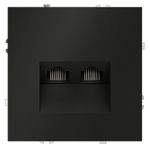 Розетка компьютерная встраиваемая VOLTUM S70 двойная RJ45+RJ45 кат.6, (черный матовый), 1шт