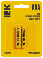 Элемент питания алкалиновый AAA/LR03 Alkaline (блист.2шт) IEK ABT-LR03-OP-L02, 1УП.2 шт