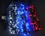 Светодиодная гирлянда 3 Нити по 20 м с 2-х канальным контр., 600 LED, 24 В, триколор, черный провод, 1шт