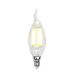 Led-cw35-7,5w/nw/e14/cl gla01tr лампа светодиодная. форма “свеча на ветру”, прозрачная. серия air. белый свет (4000K). Картон. ТМ Uniel, 1шт