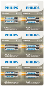 Батарейки Philips LR03A12S/51 ААА алкалиновые 1,5v 2х6 шт. LR03-2BL Entry, 12шт