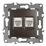 12-3108-13 ЭРА Розетка информационная двойная 2XRJ45, IP20, Эра12, бронза, 1шт