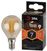 F-LED P45-7W-827-E14 gold ЭРА (филамент, шар золот, 7Вт, тепл, E14) (10/100/3600), 1шт