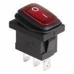 Выключатель клавишный 250V 6А (3с) ON-OFF красный с подсветкой Mini ВЛАГОЗАЩИТА (KCD1-201-4W) REXANT, 10шт