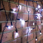 Гирлянда светодиодная Бахрома (Айсикл), 2,4х0,6м, 88 LED БЕЛЫЙ, черный ПВХ, IP65, постоянное свечение, 230В NEON-NIGHT (нужен шнур питания 303-500), 1шт
