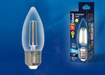 Led-c35-9w/3000k/e27/cl pls02wh лампа светодиодная. форма “свеча”, прозрачная. серия sky. теплый белый свет (3000К). Картон. ТМ Uniel., 1шт
