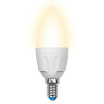 Led-c37 7w/ww/e14/fr plp01wh лампа светодиодная. форма «свеча», матовая. серия яркая. теплый белый свет (3000K). Картон. ТМ Uniel, 1шт