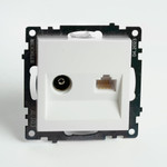 Розетка TV + компьютерная RJ-45 (механизм), серия Катрин, белый, GLS00-7106-01, 1шт