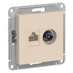 Розетка компьютерная + телевизионная 2-м AtlasDesign RJ45 кат.5E + TV механизм беж. SE ATN000289, 1шт