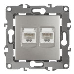 12-3108-15 ЭРА Розетка информационная двойная 2XRJ45, IP20, Эра12, перламутр, 1шт