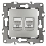 12-3108-03 ЭРА Розетка информационная двойная 2XRJ45, IP20, Эра12, алюминий, 1шт