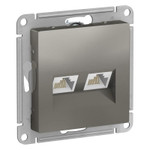 Розетка компьютерная 2-м AtlasDesign RJ45 кат.5E механизм сталь SE ATN000985, 1шт