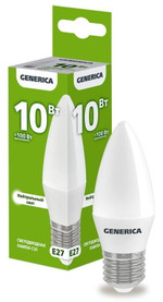 Лампа светодиодная C35 10Вт свеча 4000К E27 230В GENERICA LL-C35-10-230-40-E27-G, 1шт