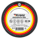 Изолента ПВХ 0,13х15 мм, 20 м, черная KRANZ, 10шт