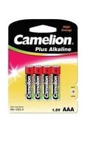 Элемент питания алкалиновый AAA/LR03 1.5В Plus Alkaline LR03-BP4 BL-4 (блист.4шт) Camelion 7369, 1упак. 4шт