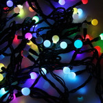 Гирлянда Мультишарики Ø17,5мм, Ø23мм, Ø17,5мм, Ø45мм, 10м, 80 LED RGB, черный ПВХ, IP65, быстрая смена цвета, 230В соединяется NEON-NIGHT, 1шт