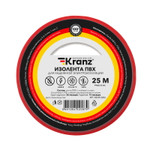 Изолента ПВХ 0,13х19 мм, 25 м, красная KRANZ, 5шт