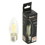 Лампа светодиодная, (8W) 230V E27 4000K C35 прозрачная, LB-1208, 1шт