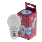 Лампочка светодиодная ЭРА RED LINE LED P45-6W-840-E27 R E27 / Е27 6Вт шар нейтральный белый свет, 1шт