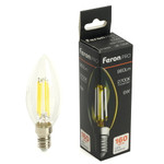 Лампа светодиодная, (6W) 230V E14 2700K C35 прозрачная, LB-1206, 1шт