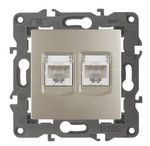 14-3108-04 ЭРА Розетка 2хRJ45, IP20, шампань, 1шт