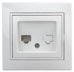 Розетка Intro Plano 1-303-01 информационная RJ45, IP20, СУ, белый, 1шт