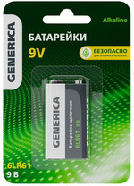 Элемент питания алкалиновый “крона” 6LR61 9В Alkaline (блист.1шт) GENERICA ABT-6LR619V-ST-L02-G, 1УП.1 шт.