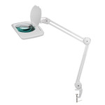 Лупа на струбцине квадратная 5D с подсветкой 60 SMD LED, сенсорный регулятор яркости, 190х157мм, белая REXANT, 1шт