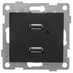Розетка USB 2-м СП Bravo механизм графит GUSI С10USB2-010, 1шт