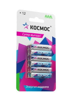 Элемент питания алкалиновый AAA/LR03 BP-12 (блист.12шт) КОСМОС KOCLR03BL12, 1УП.12 шт