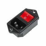 Выключатель клавишный 250 V 6 А (4с) ON-OFF красный с подсветкой и штекером C14 3PIN REXANT, 10шт