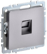 Розетка компьютерная СП RJ45 кат.5E BRITE РК10-БрС сталь IEK BR-K10-1-K46, 1шт