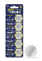 Элемент питания литиевый CR2032 таблетка (блистер 5шт) TOKOV ELECTRIC TKE-LI-CR2032/B5, 1УП.5 шт.