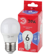 Лампочка светодиодная ЭРА RED LINE LED P45-6W-865-E27 R E27 / Е27 6Вт шар холодный дневной свет, 1шт