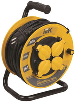 Удлинитель на катушке 4х30м с заземл. 16А IP44 Industrial plus УК30 3х1.5 термозащита IEK WKP15-16-04-30-44, 1шт