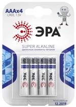 Батарейки ЭРА LR03-4BL SUPER Alkaline, 4шт