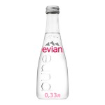 Минеральная вода EVIAN в стеклянной бутылке (0,33 литра).