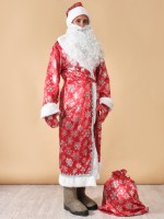 Взрослый костюм Деда Мороза красный «Большая снежинка»