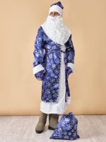 Взрослый костюм Деда Мороза синий «Большая снежинка»