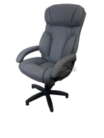 Кресло руководителя КР-19.1 У серое с увеличенной спинкой, эко-кожа до 120 kg
