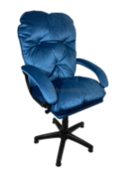 Мягкое удобное компьютерное кресло КР-29 синее, велюр 100 kg