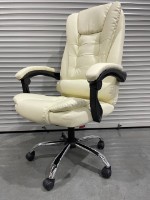 Кресло офисное с регулируемой спинкой и без подножки 121 белая экокожа