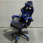 Кресло офисное с регулируемой спинкой и без подножки 900 черно-синяя экокожа