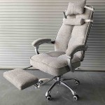 Кресло офисное с регулируемой спинкой и подножкой 882 светло-серый текстиль