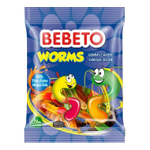 Жев.мармелад Bebeto Worms со вкусом лимона, клубники, апельсина и яблока 70гр
