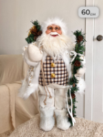 Новогодняя фигура “Дед Мороз”, 60 см, белый в клетку, арт. BL-24937