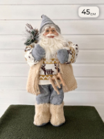 Новогодняя фигура “Дед Мороз”, 45 см, серо-бежевый с санками , арт. BL-24935