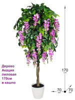 Искусственное дерево Акация лиловая 170 см в кашпо (Глициния и Акация)