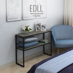 Тумба под телевизор EDLL loft, белый, консольный столик, туалетный, металлический деревянный с двумя полками, 100х75х30 см, ГРОСТАТ (серый / grange)