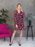 АРК006-2021-135 Платье запах шифон цветы Anna Ricco бордовый